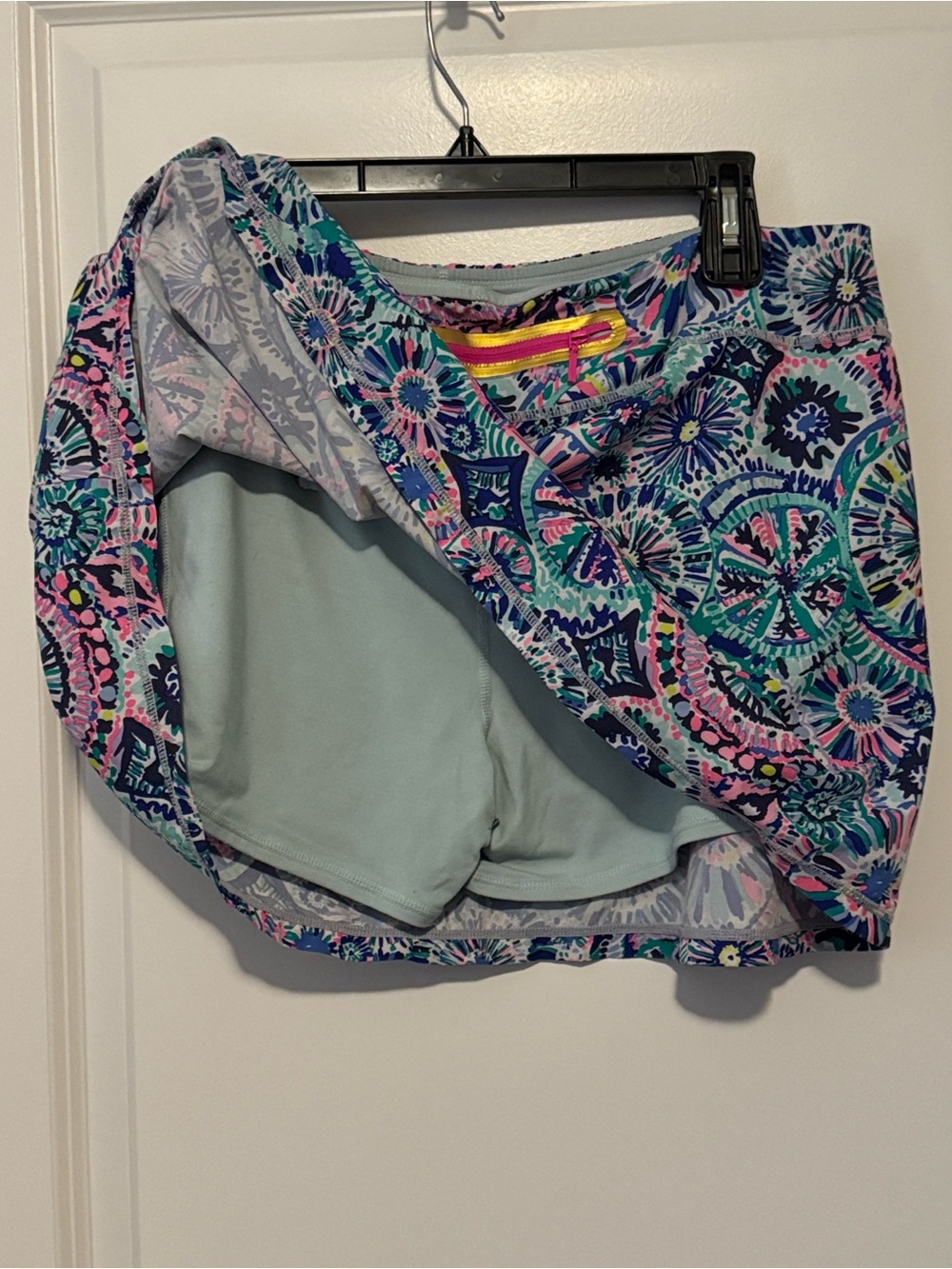 Lilly Pulitzer Teal Navy Pink Floral-Medallion Skort - Picture 3 of 3